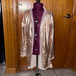 JOYFOLIE MIA JOY GIRLS SEQUIN JACKET CARDIGAN SIZE 10 rose gold